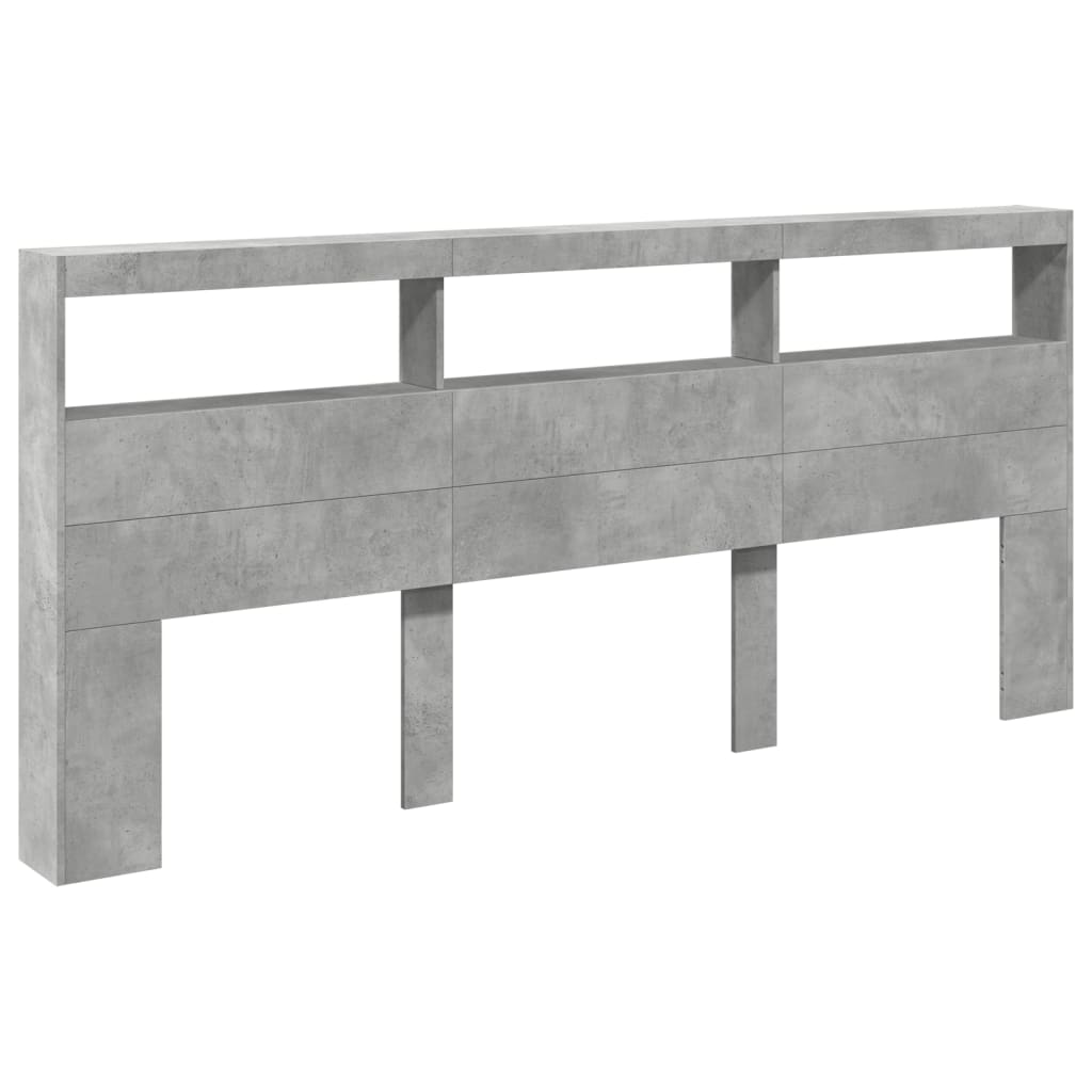 Hodegavl skap med LED betonggrå 220x17x102 cm