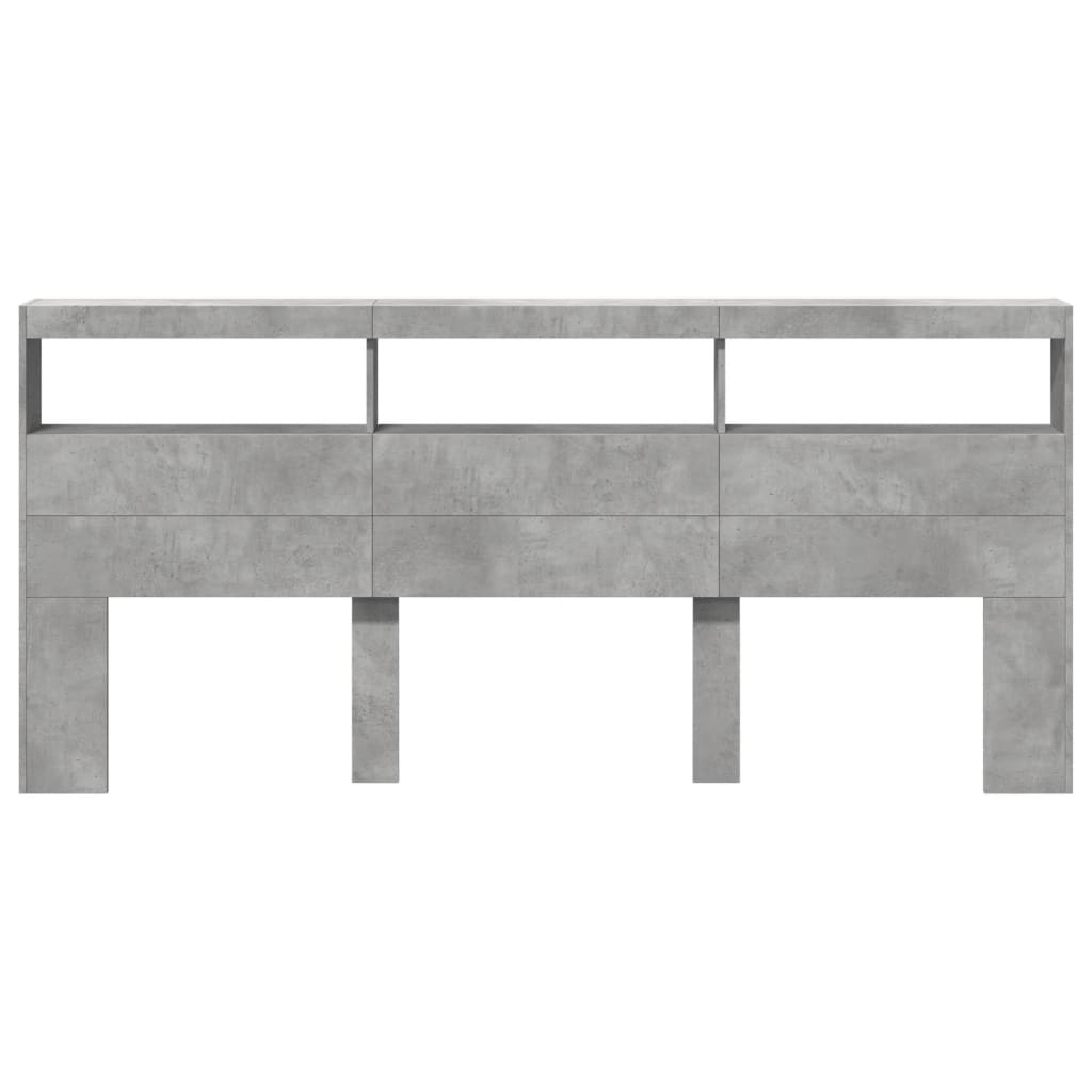 Hodegavl skap med LED betonggrå 220x17x102 cm