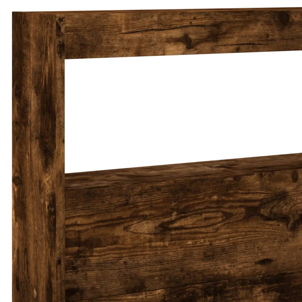 Hodegavl skap med LED røkt eik 220x17x102 cm