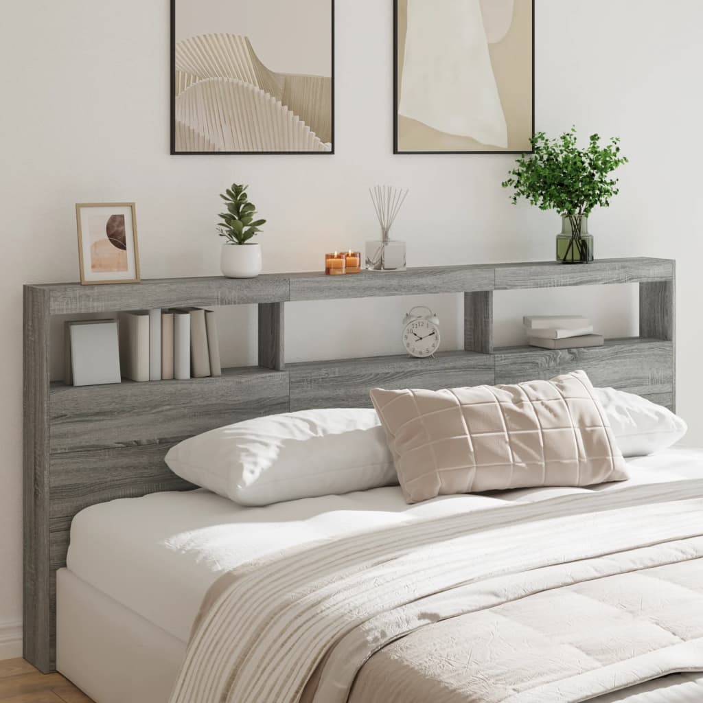 Hodegavl skap med LED grå sonoma 220x17x102 cm