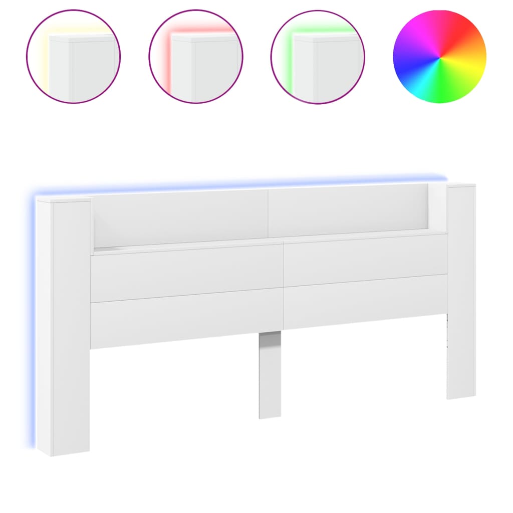 Hodegavl skap med LED hvit 220x16,5x103,5 cm
