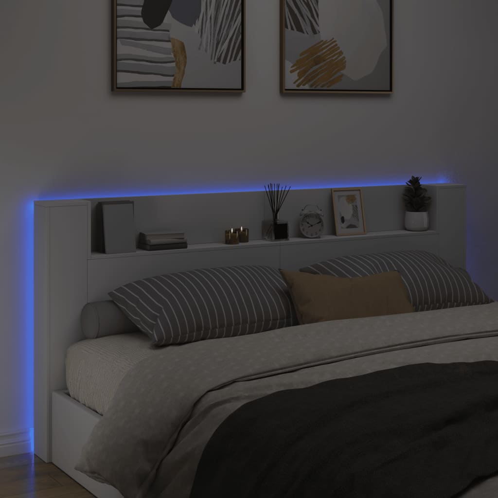 Hodegavl skap med LED hvit 220x16,5x103,5 cm