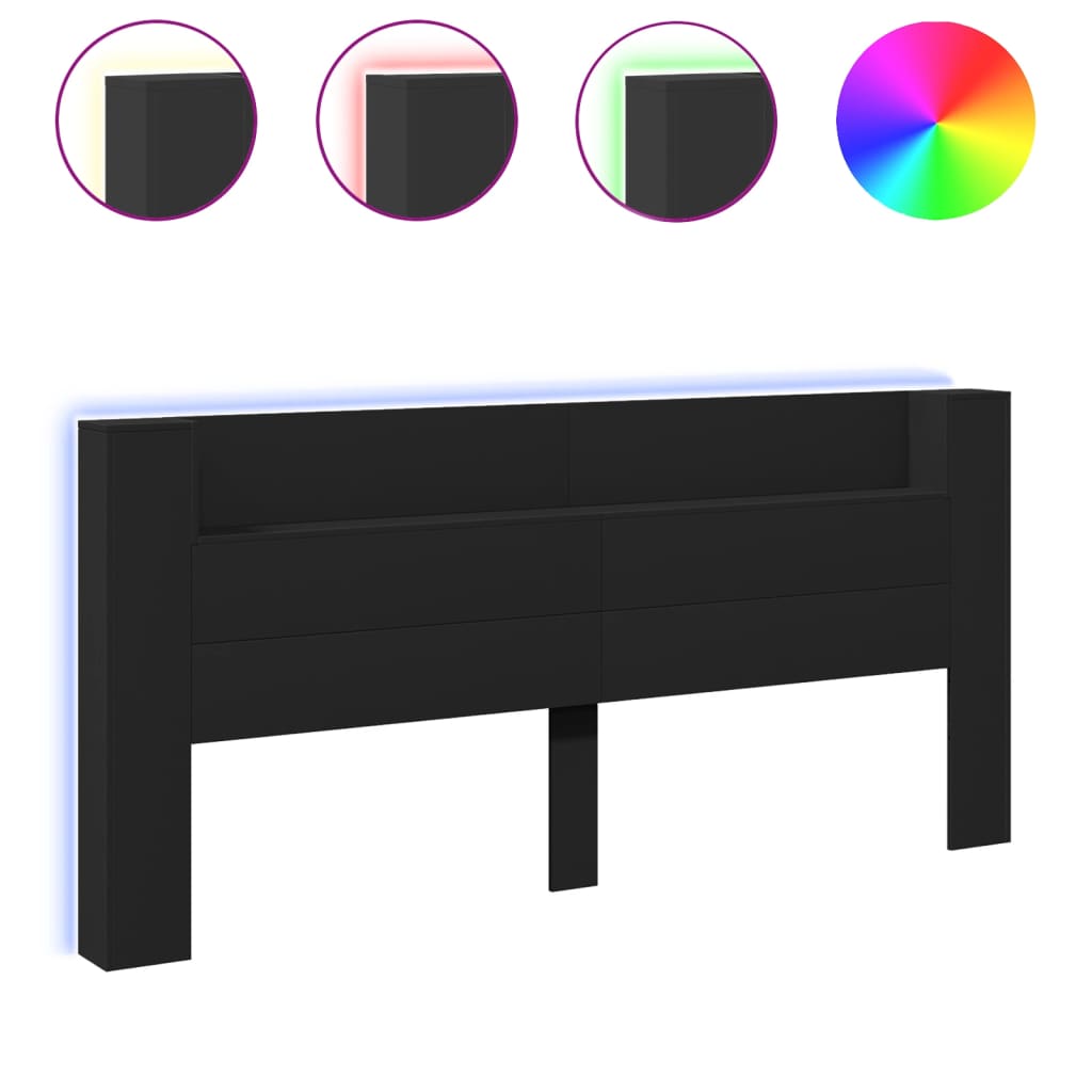 Hodegavl skap med LED svart 220x16,5x103,5 cm