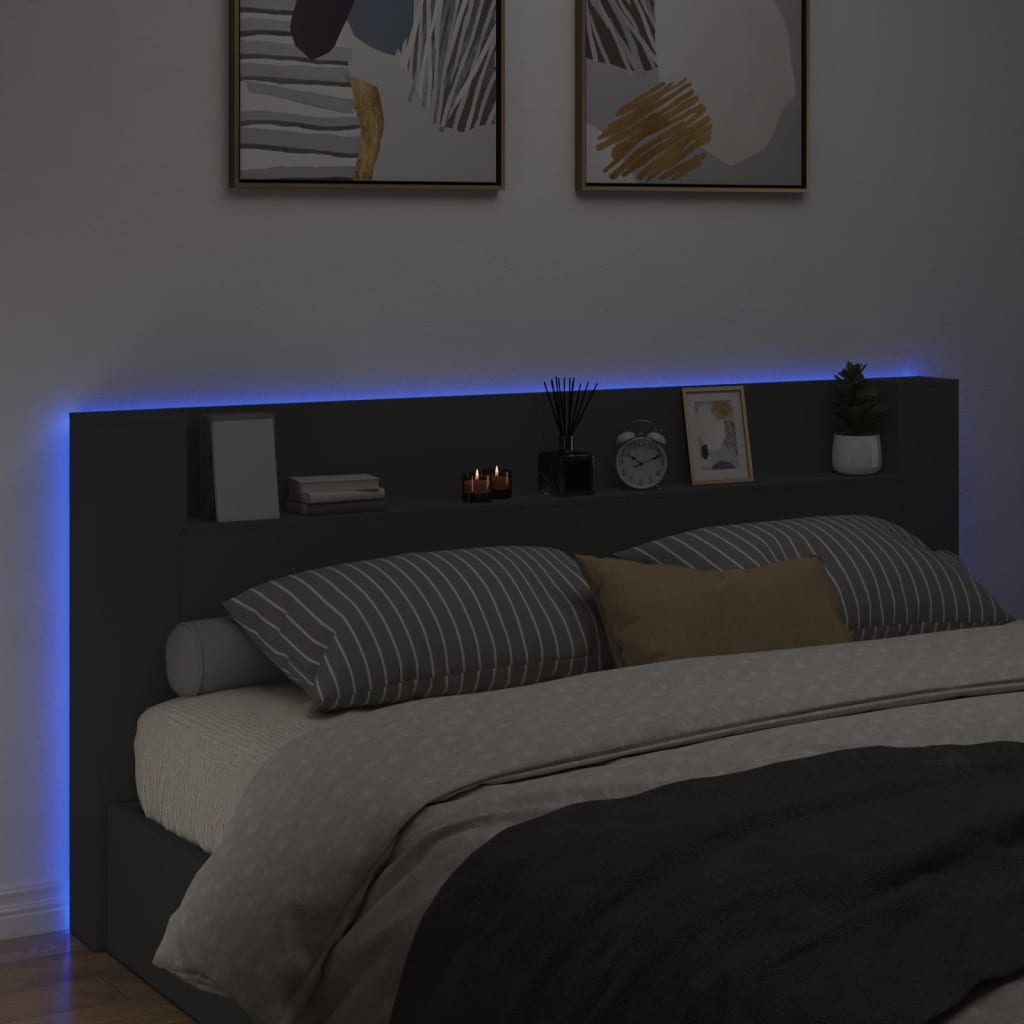 Hodegavl skap med LED svart 220x16,5x103,5 cm
