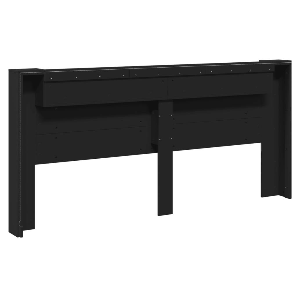 Hodegavl skap med LED svart 220x16,5x103,5 cm
