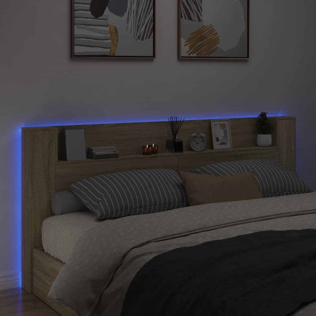 Hodegavl skap med LED sonoma eik 220x16,5x103,5 cm