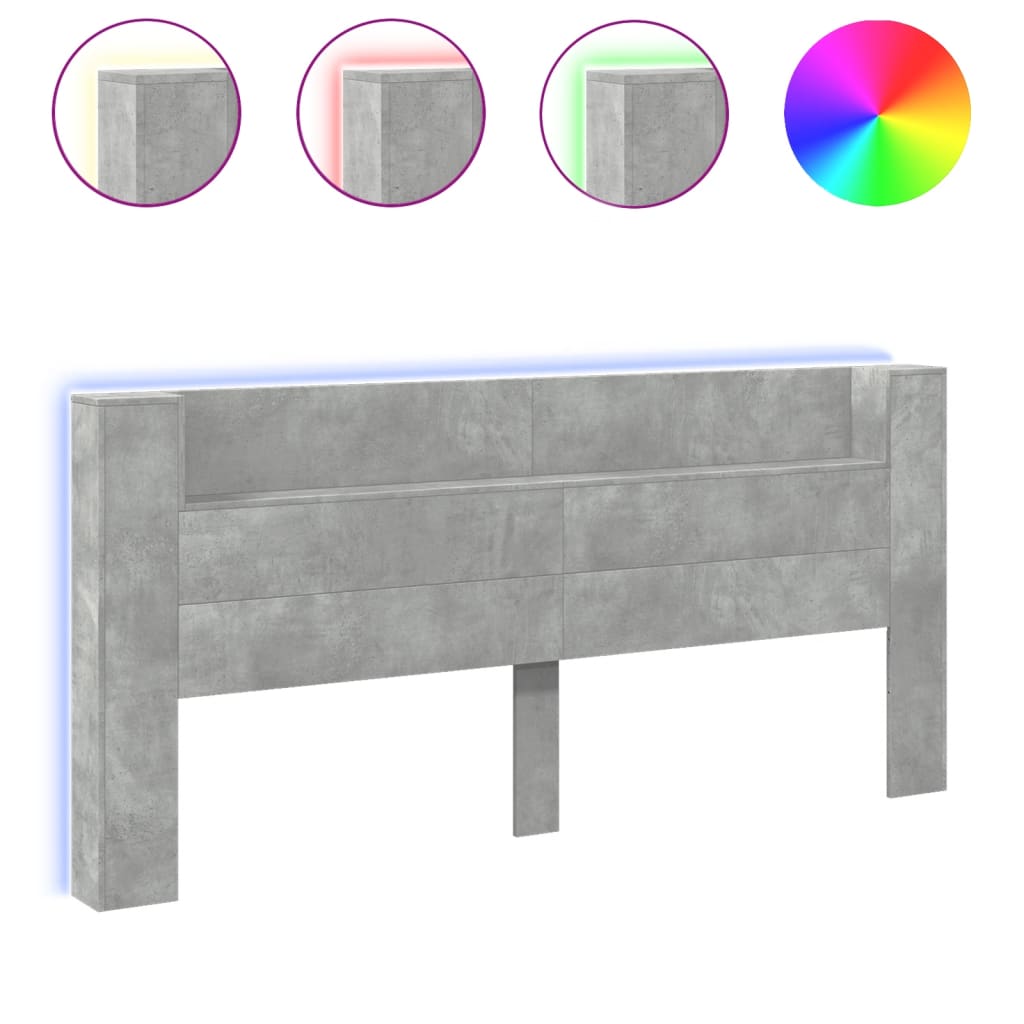 Hodegavl skap med LED betonggrå 220x16,5x103,5 cm