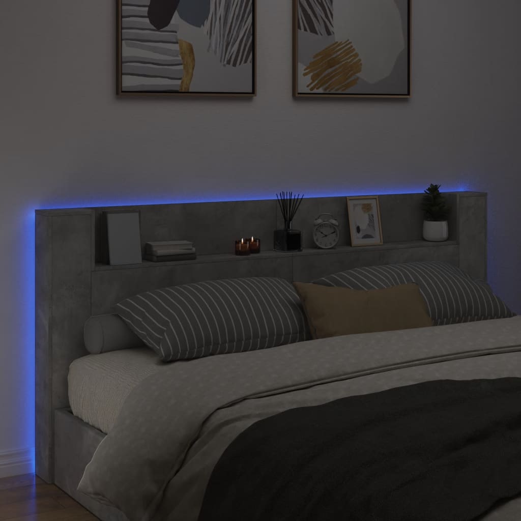 Hodegavl skap med LED betonggrå 220x16,5x103,5 cm