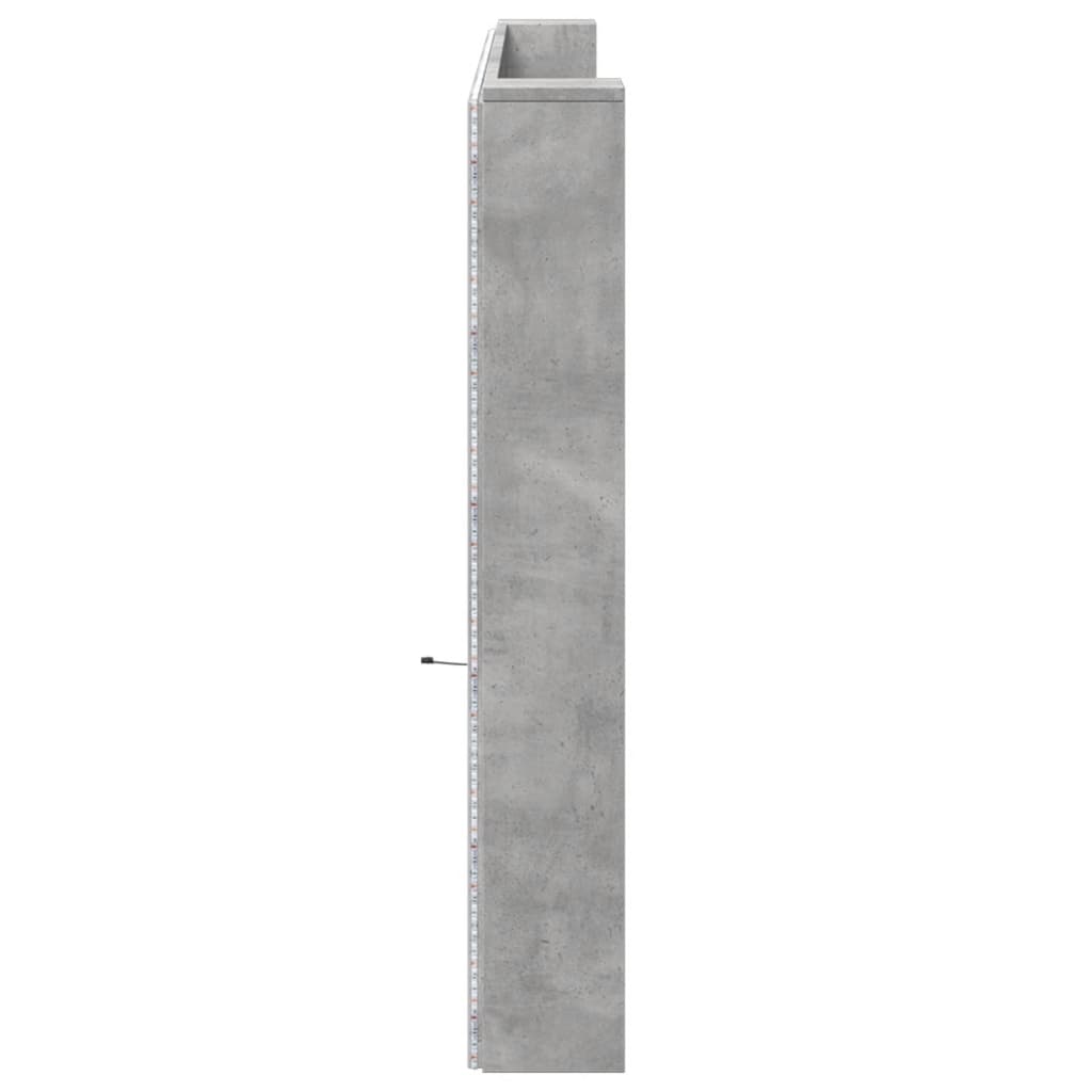 Hodegavl skap med LED betonggrå 220x16,5x103,5 cm