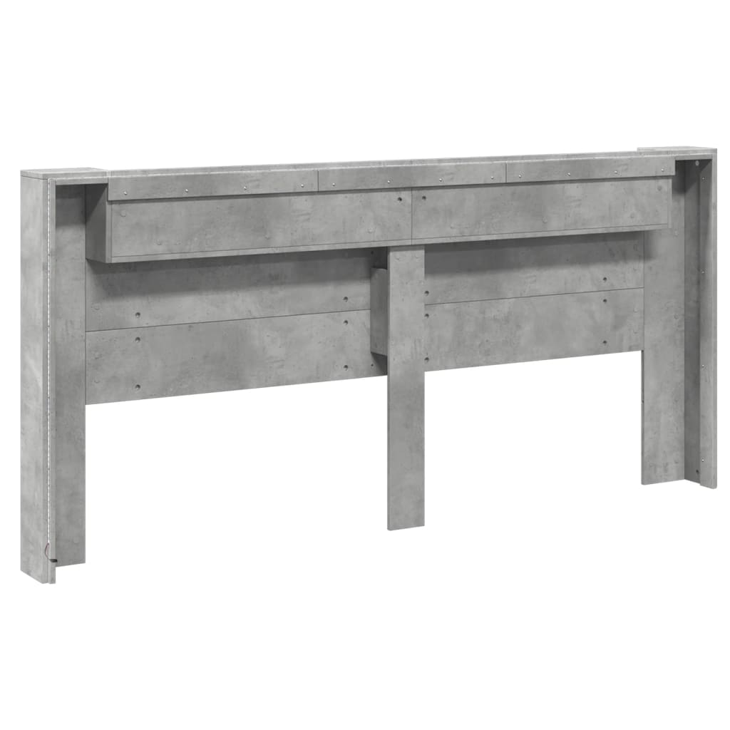 Hodegavl skap med LED betonggrå 220x16,5x103,5 cm