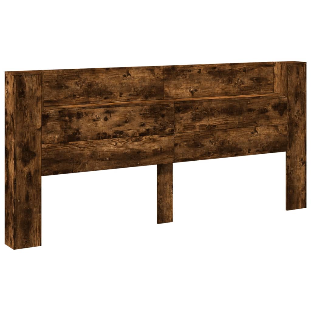Hodegavl skap med LED røkt eik 220x16,5x103,5 cm