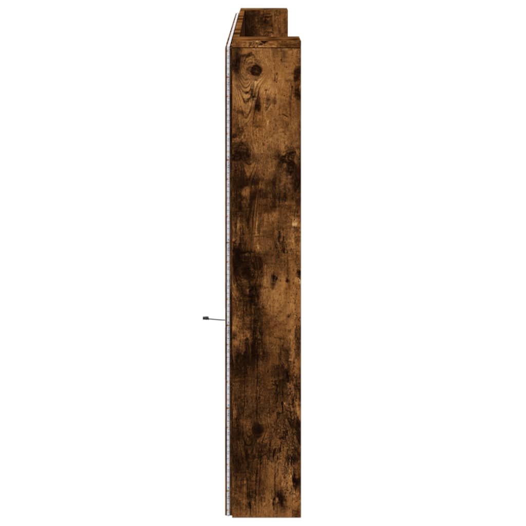 Hodegavl skap med LED røkt eik 220x16,5x103,5 cm
