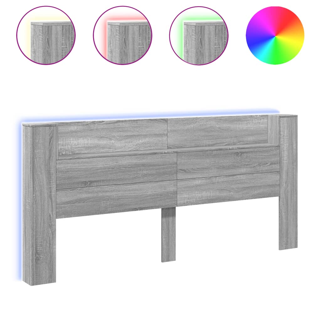 Hodegavl skap med LED grå sonoma 220x16,5x103,5 cm