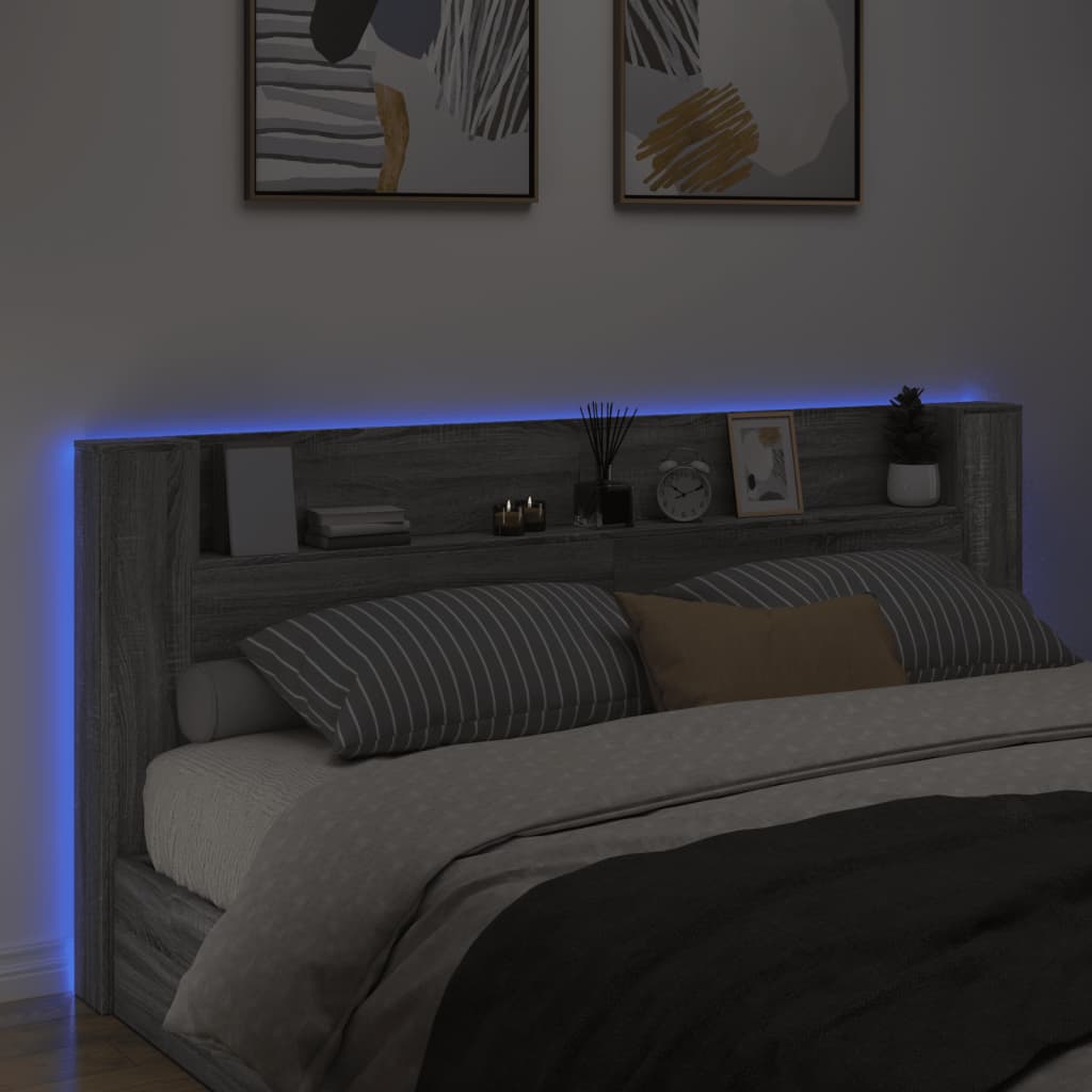 Hodegavl skap med LED grå sonoma 220x16,5x103,5 cm