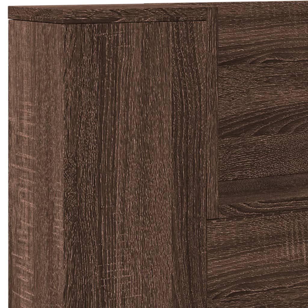 Hodegavl skap med LED brun eik 220x16,5x103,5 cm