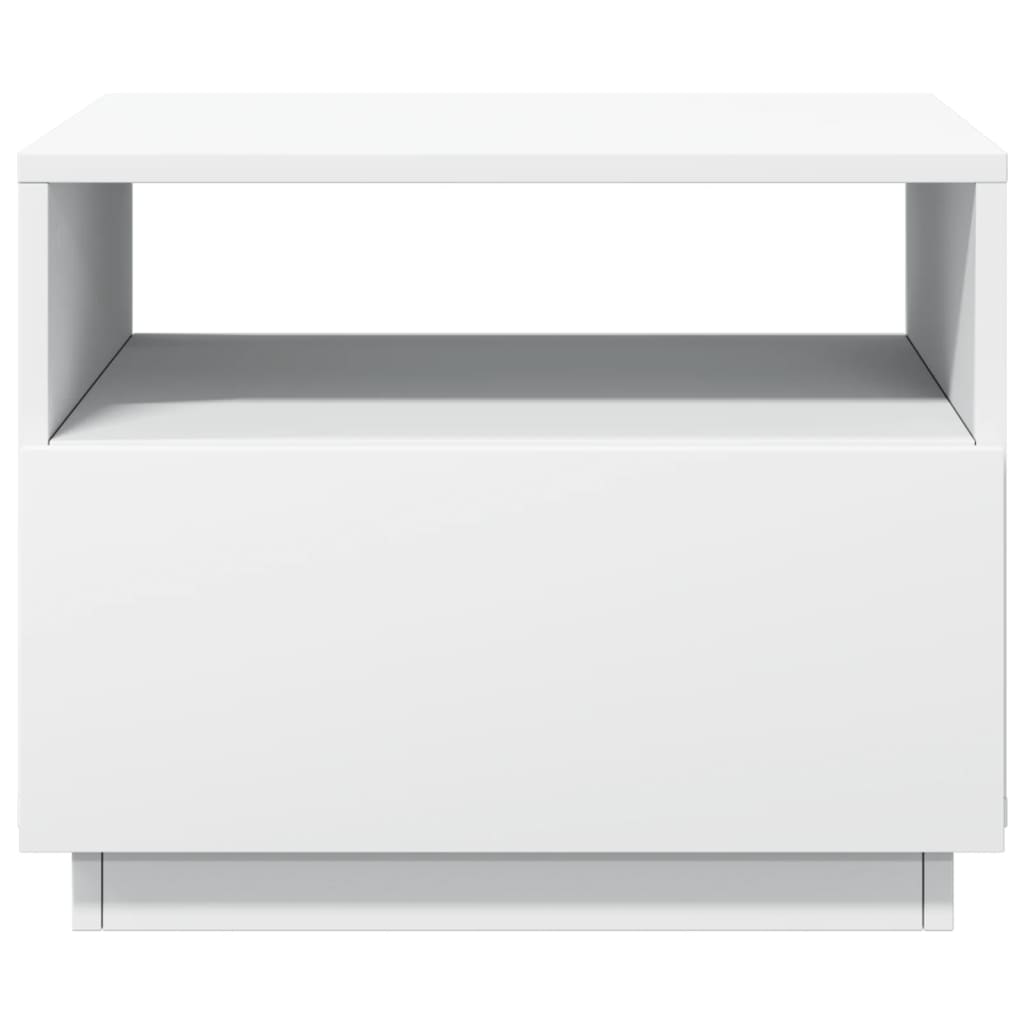 Salongbord med LED-lys hvit 50x49x40 cm