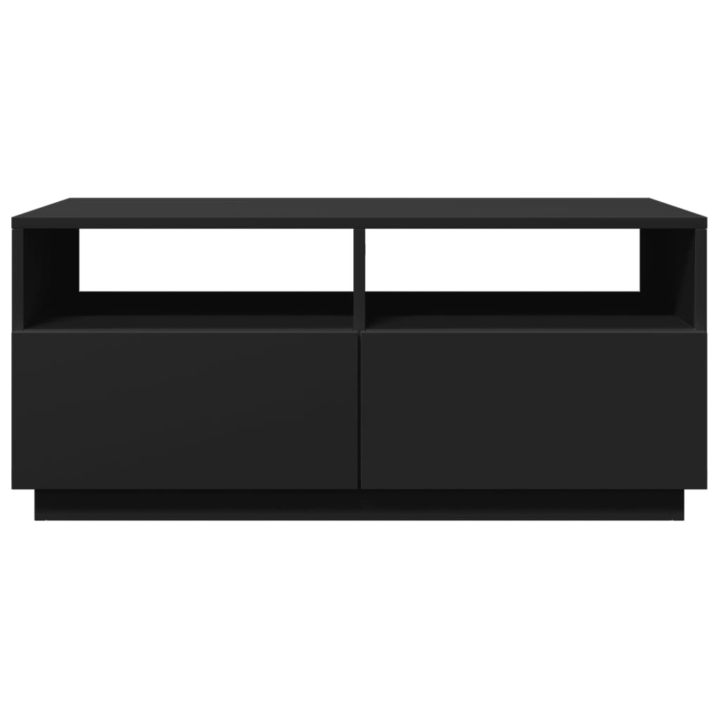 Salongbord med LED-lys svart 90x49x40 cm