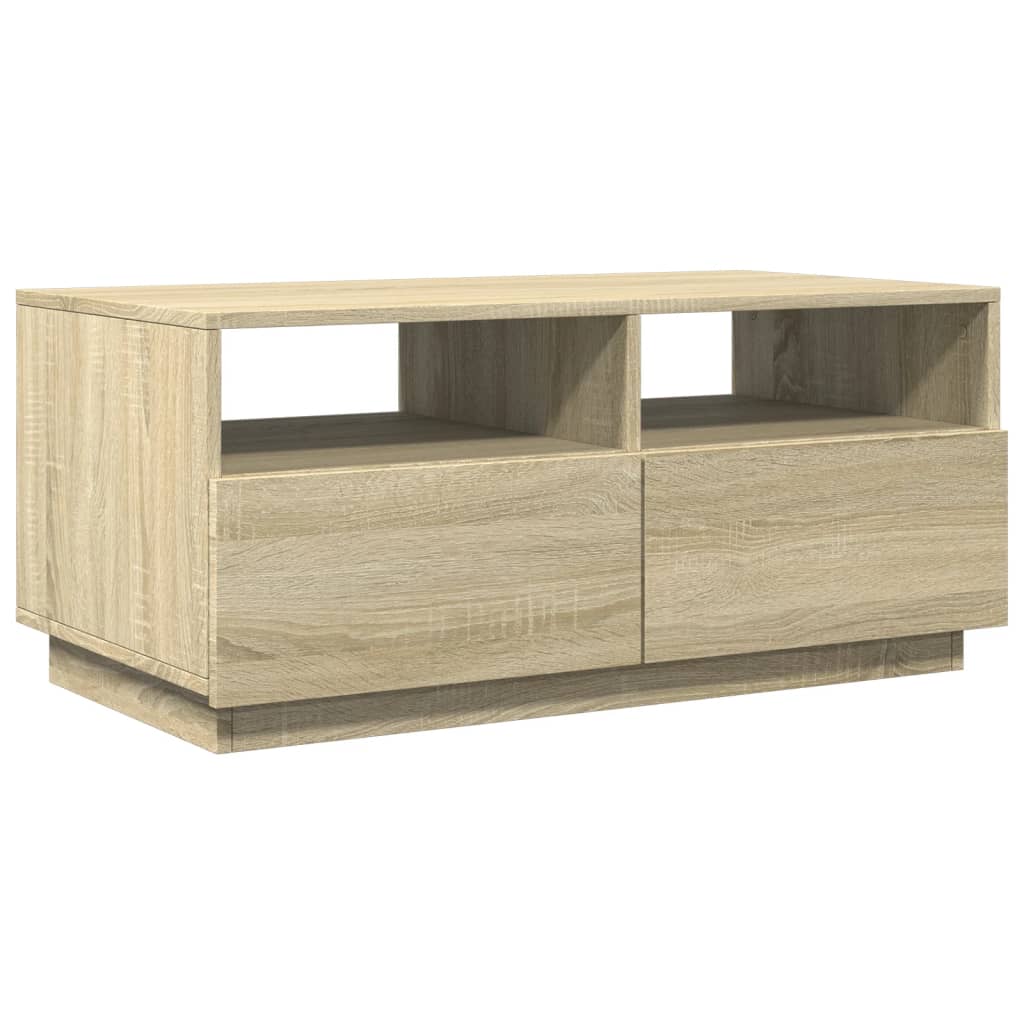 Salongbord med LED-lys sonoma eik 90x49x40 cm