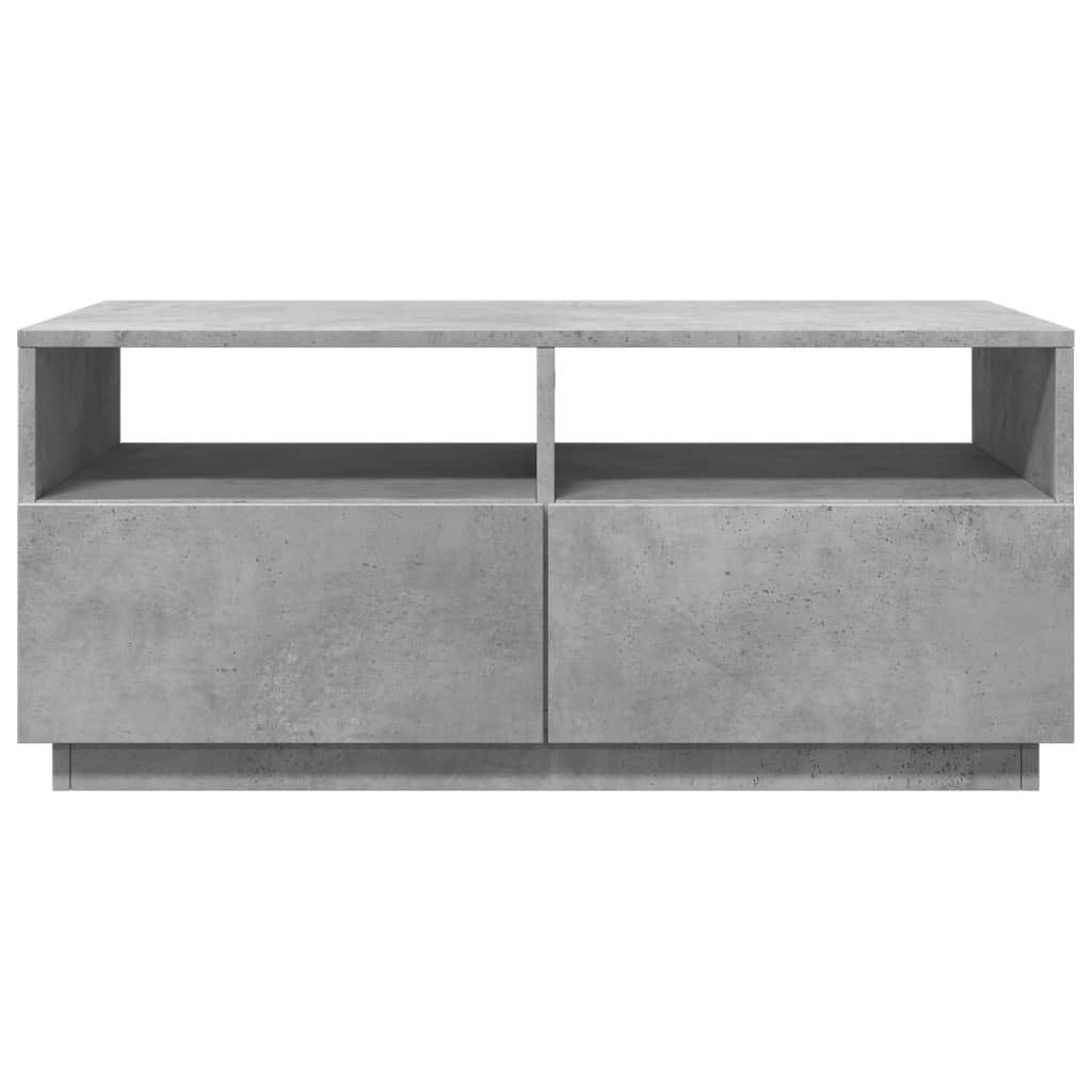 Salongbord med LED-lys betonggrå 90x49x40 cm