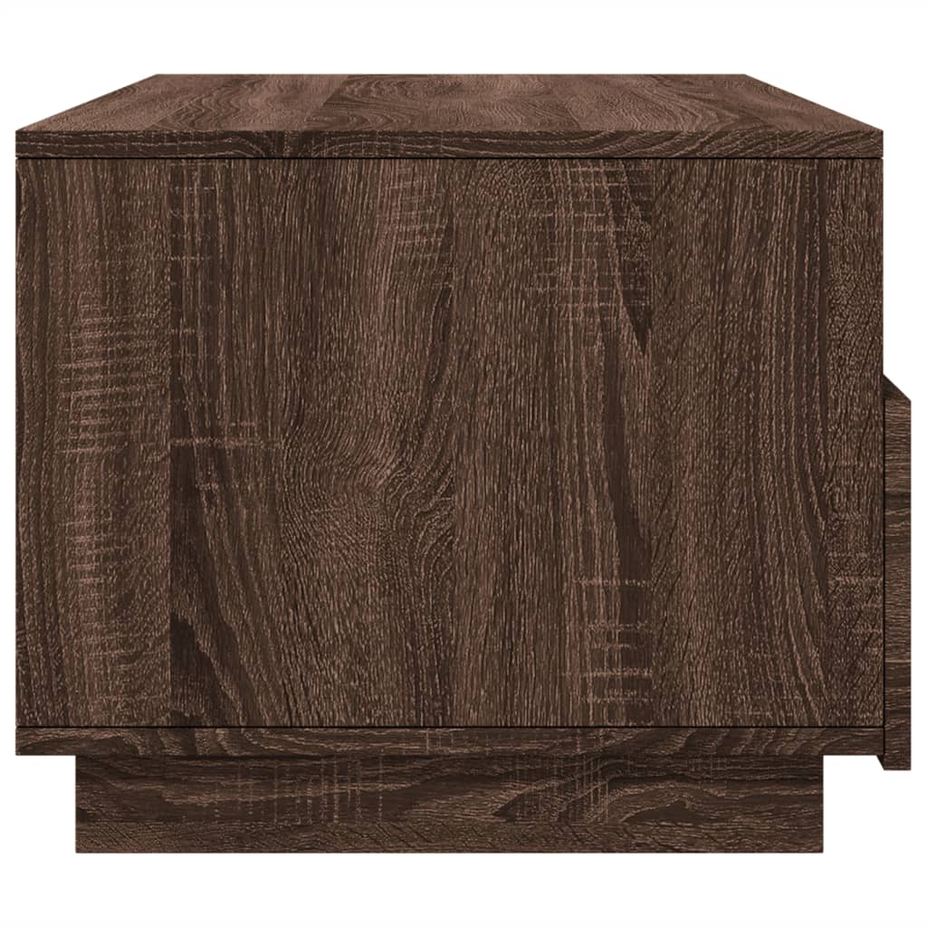 Salongbord med LED-lys brun eik 90x49x40 cm