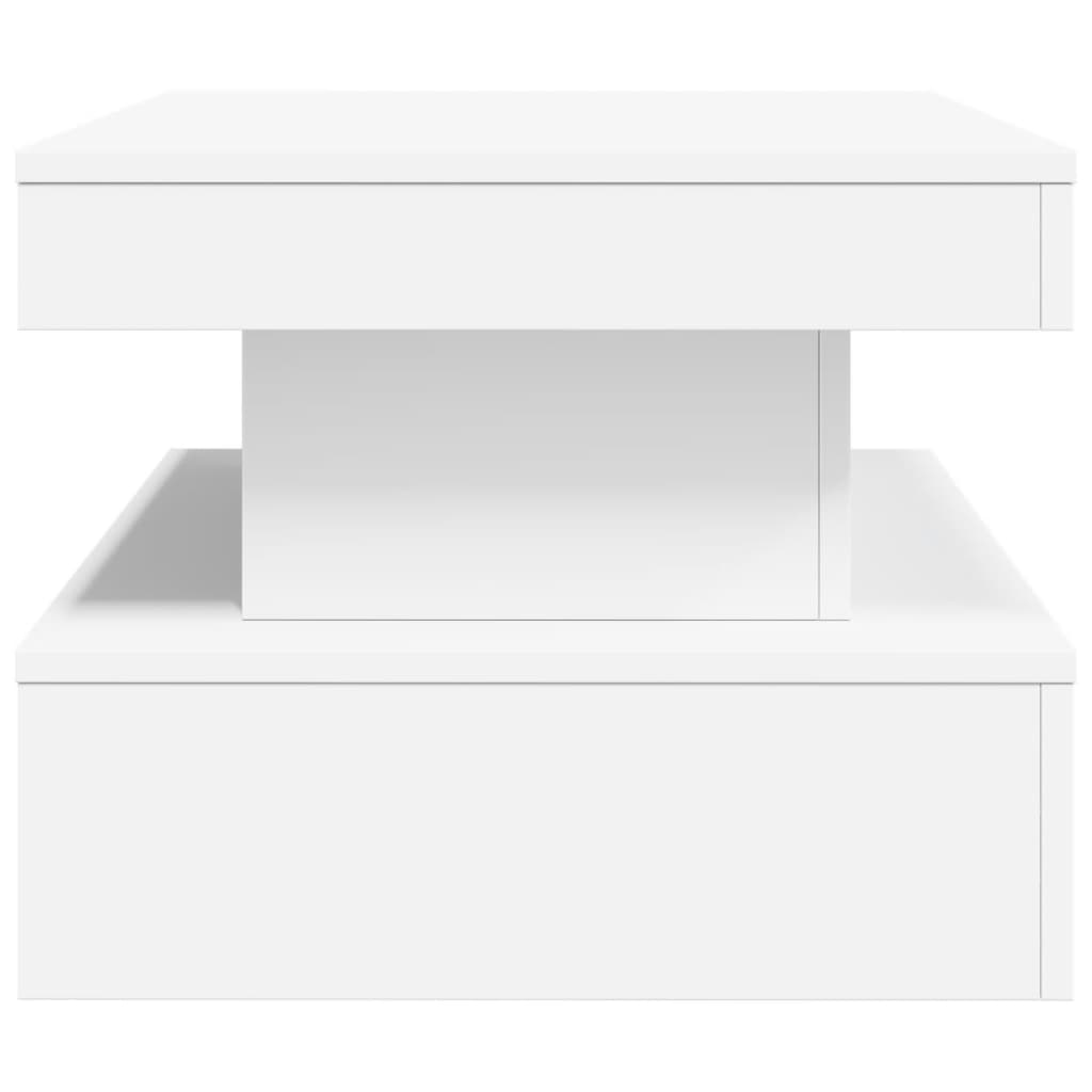 Salongbord med LED-lys hvit 90x50x40 cm
