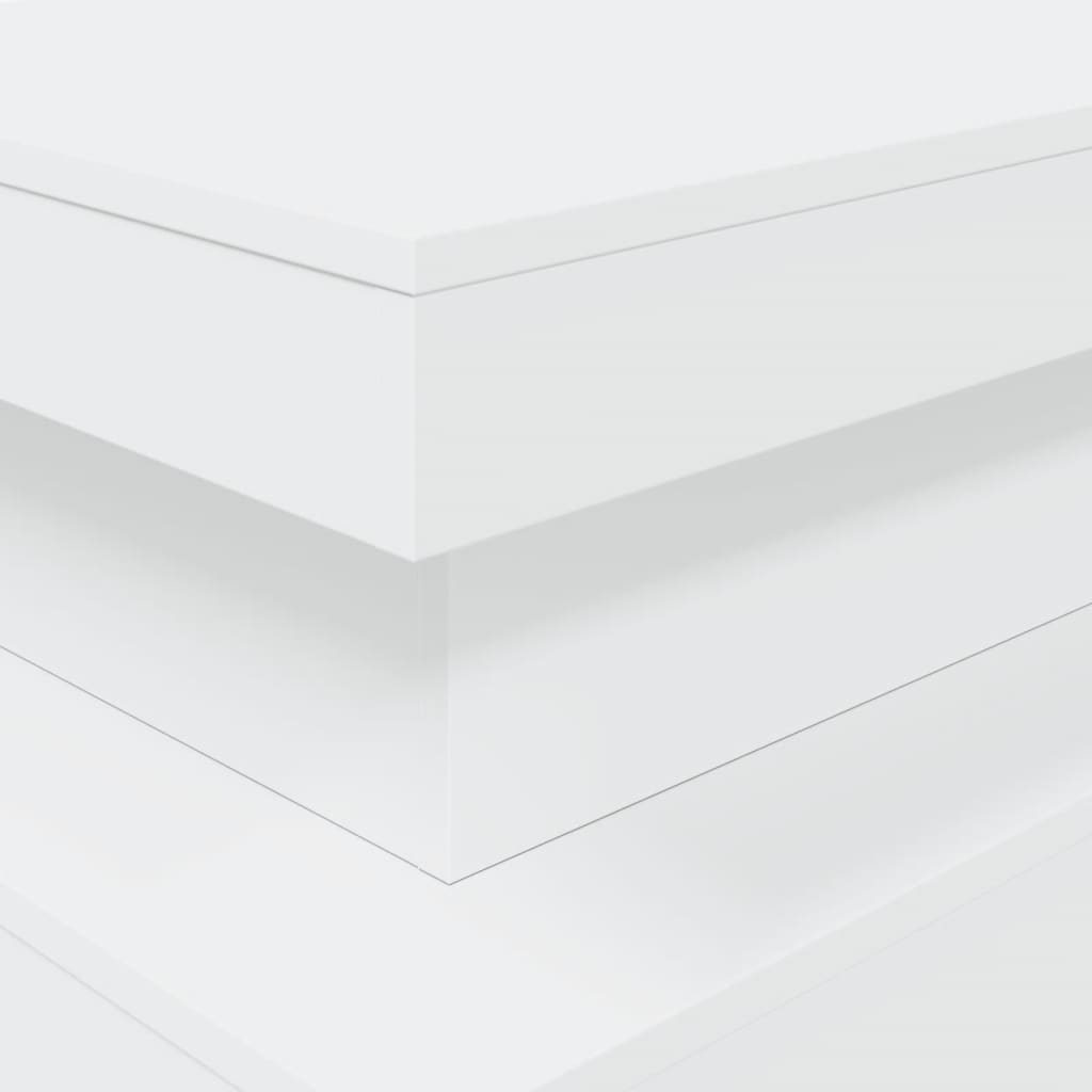 Salongbord med LED-lys hvit 90x50x40 cm