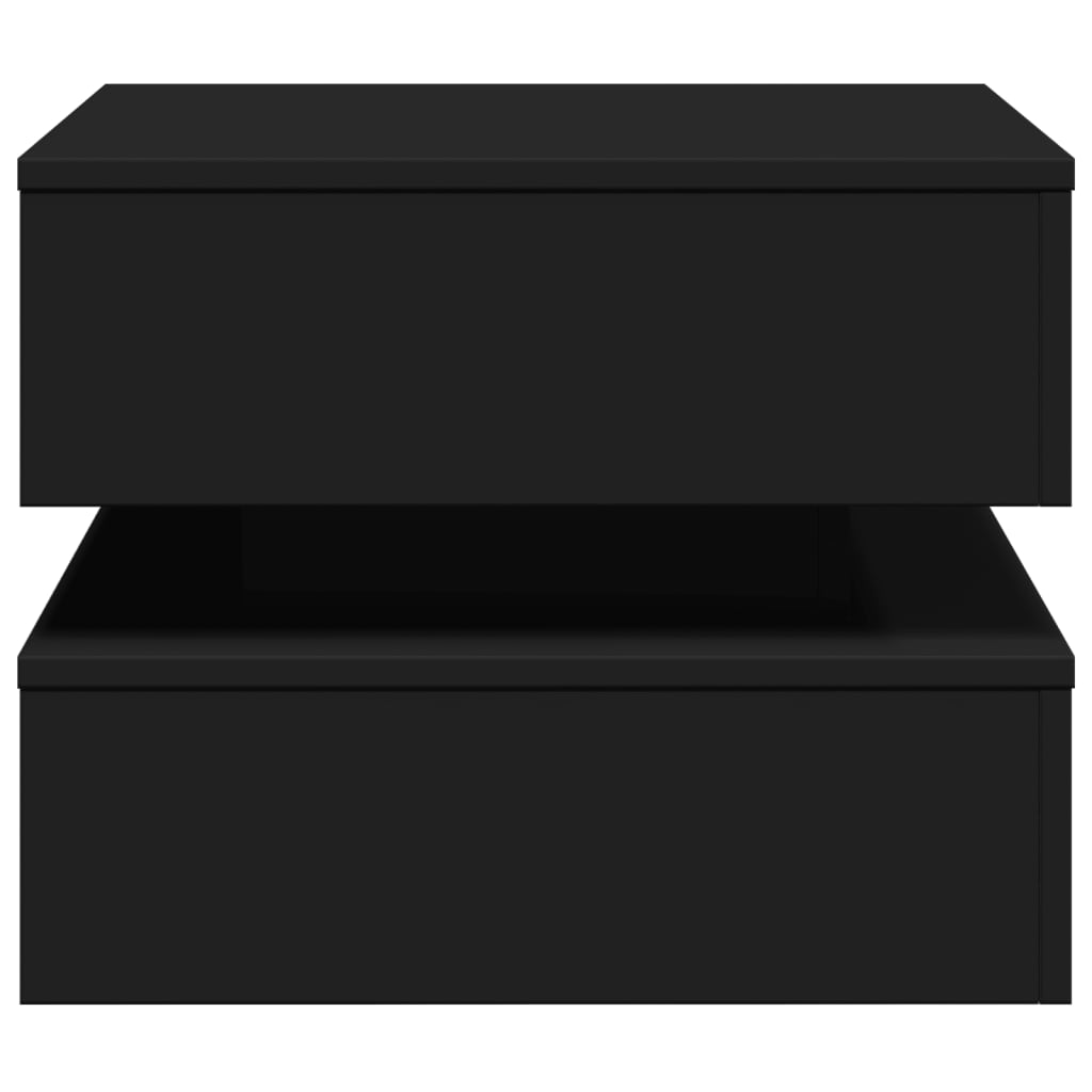 Salongbord med LED-lys svart 50x50x40 cm