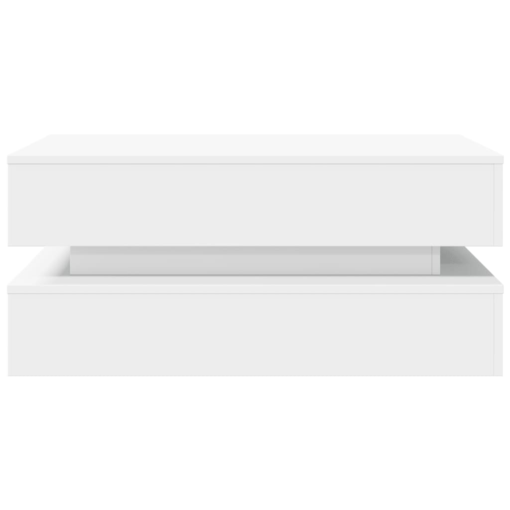 Salongbord med LED-lys hvit 90x50x40 cm