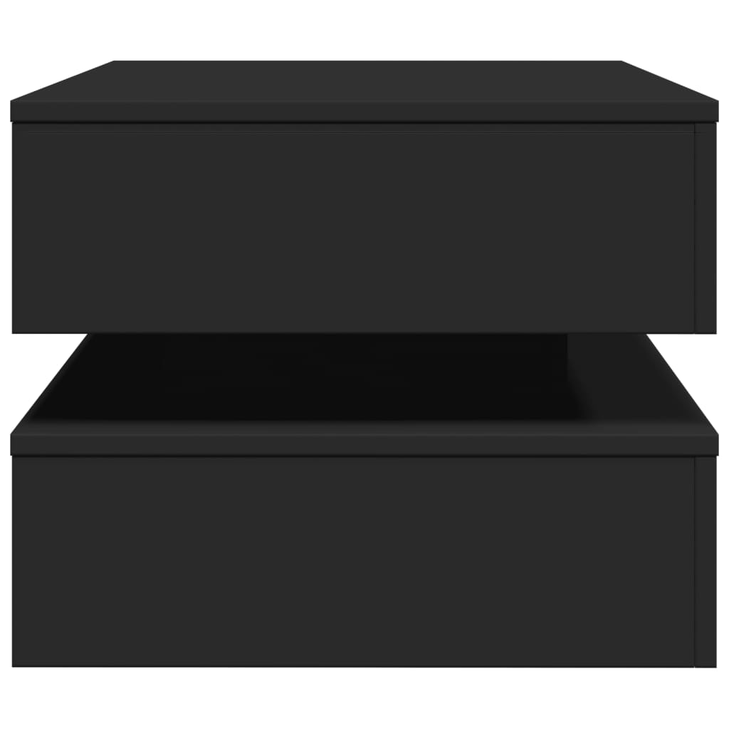 Salongbord med LED-lys svart 90x50x40 cm