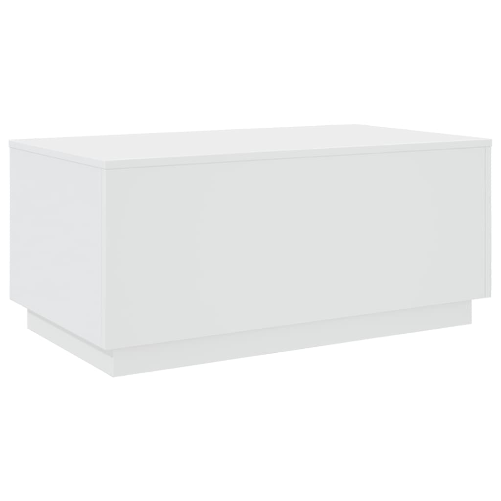 Salongbord med LED-lys hvit 90x50x40 cm