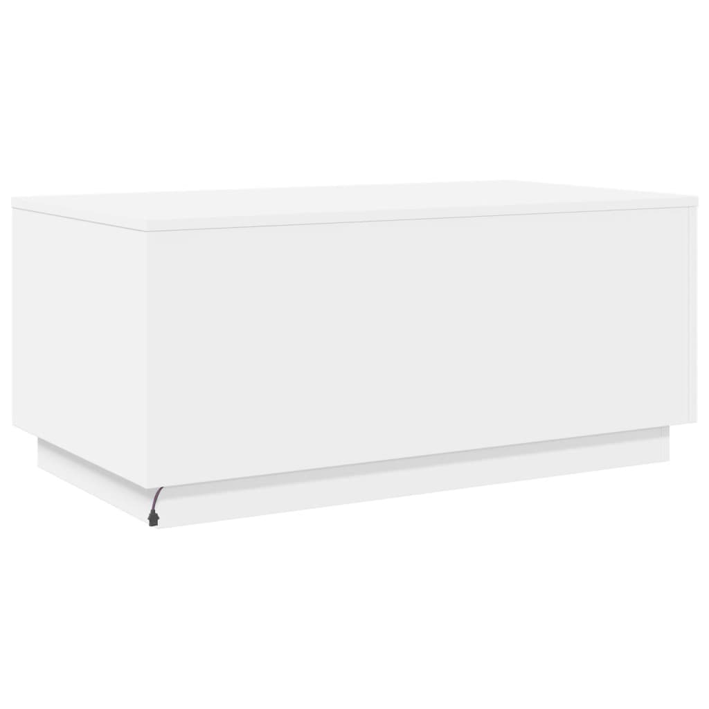 Salongbord med LED-lys hvit 90x50x40 cm