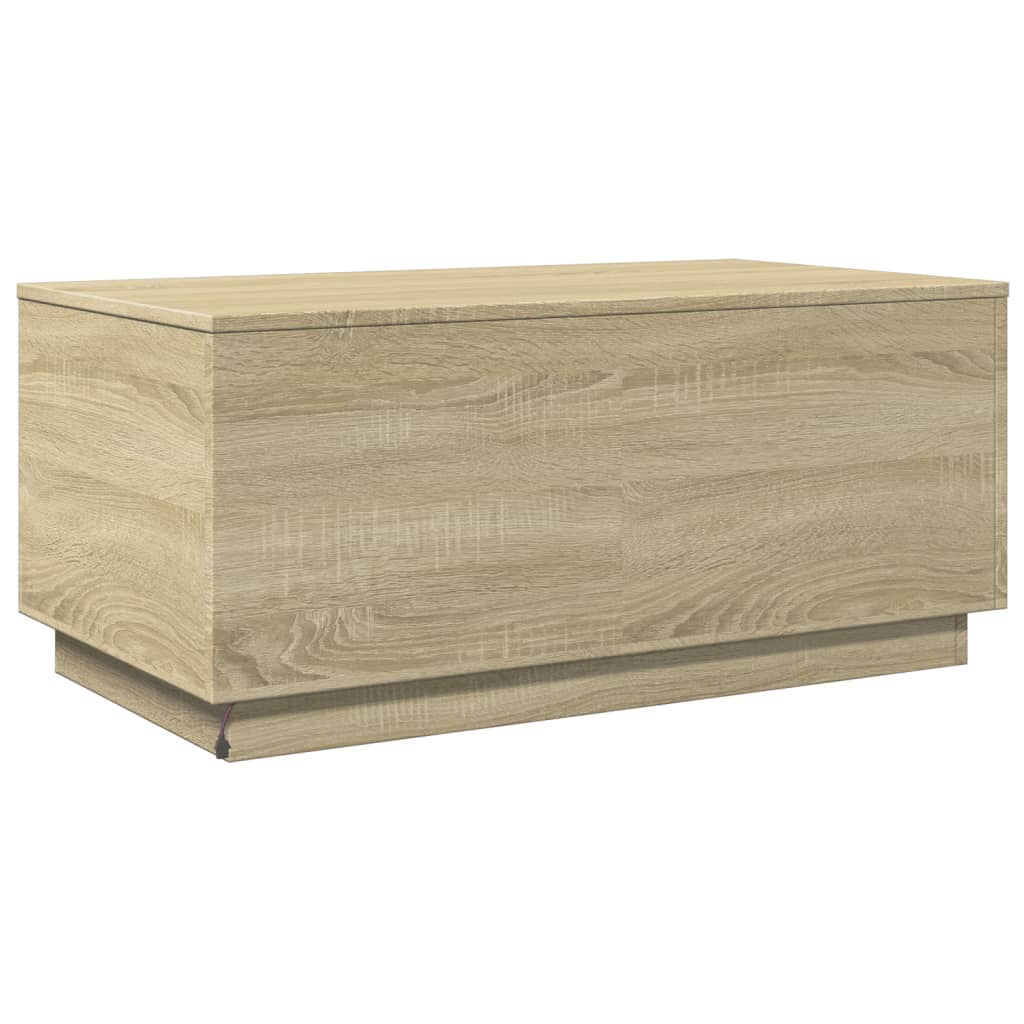 Salongbord med LED-lys sonoma eik 90x50x40 cm