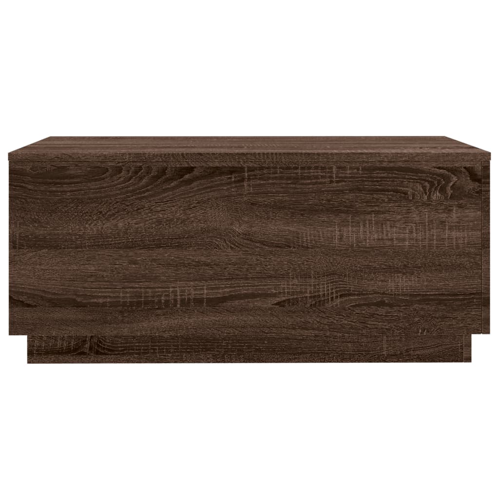 Salongbord med LED-lys brun eik 90x50x40 cm