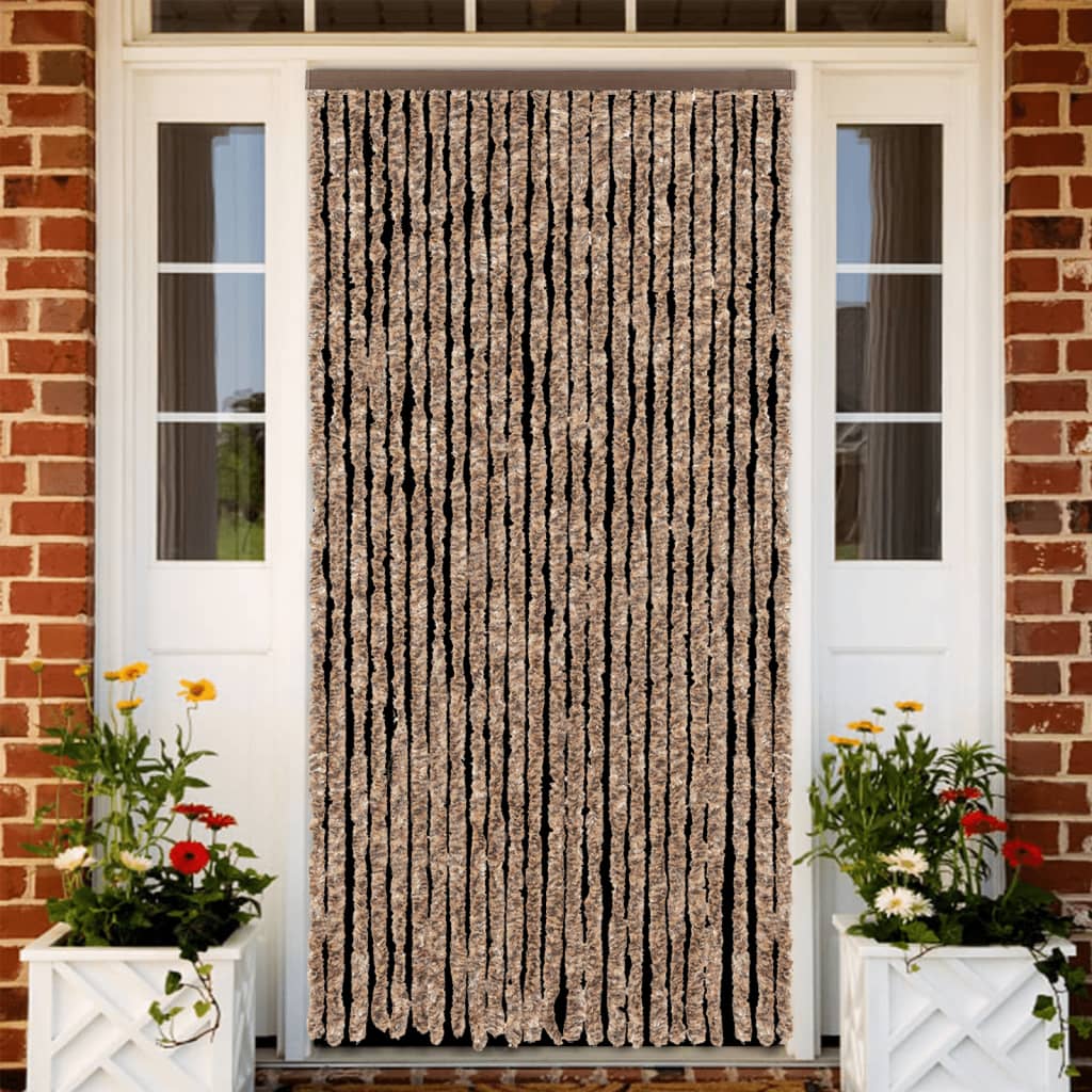 Fluegardin beige og mørkebrun 100x200 cm chenille