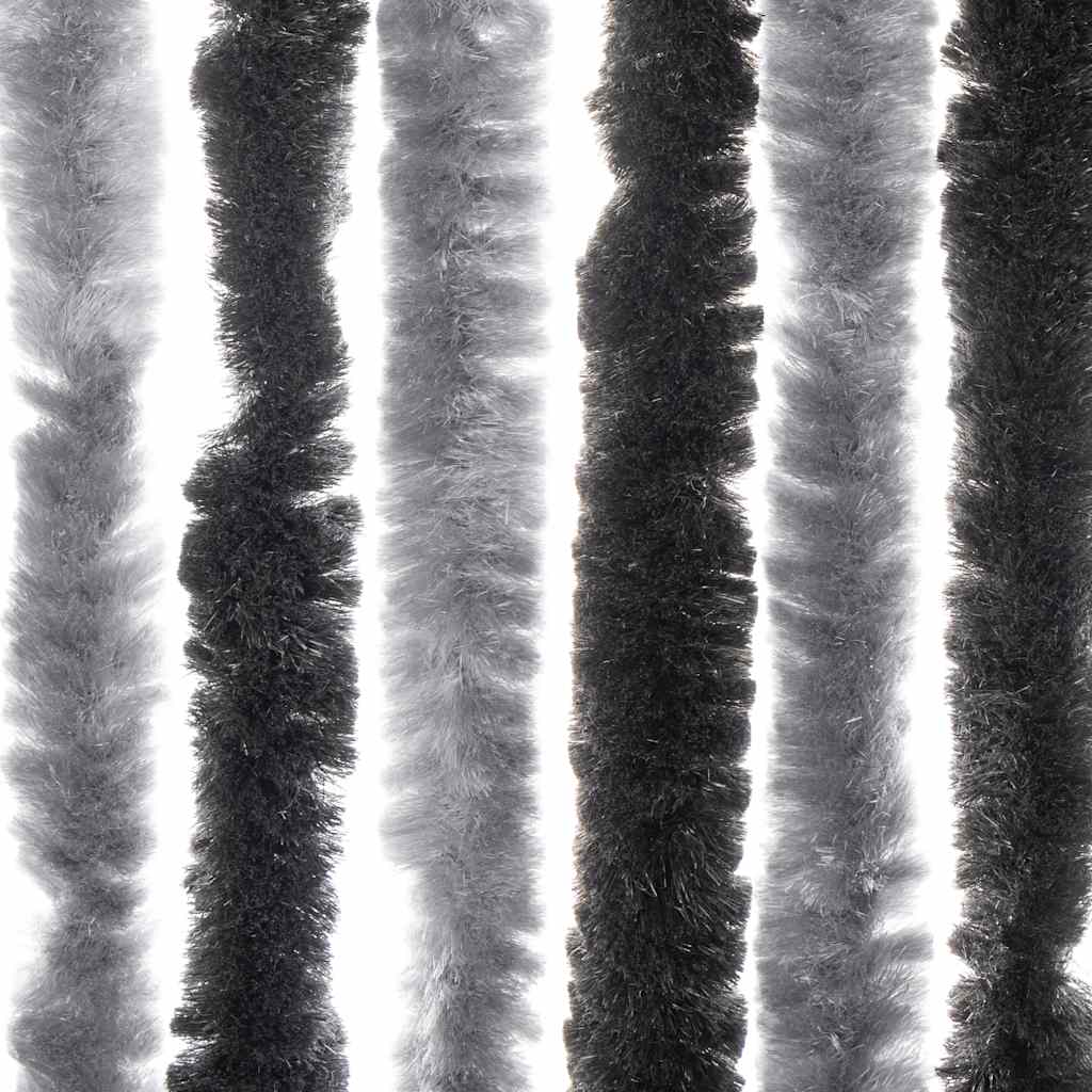 Fluegardin grå og svart 56x200 cm chenille