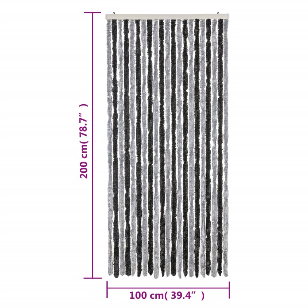 Fluegardin grå og svart 100x200 cm chenille