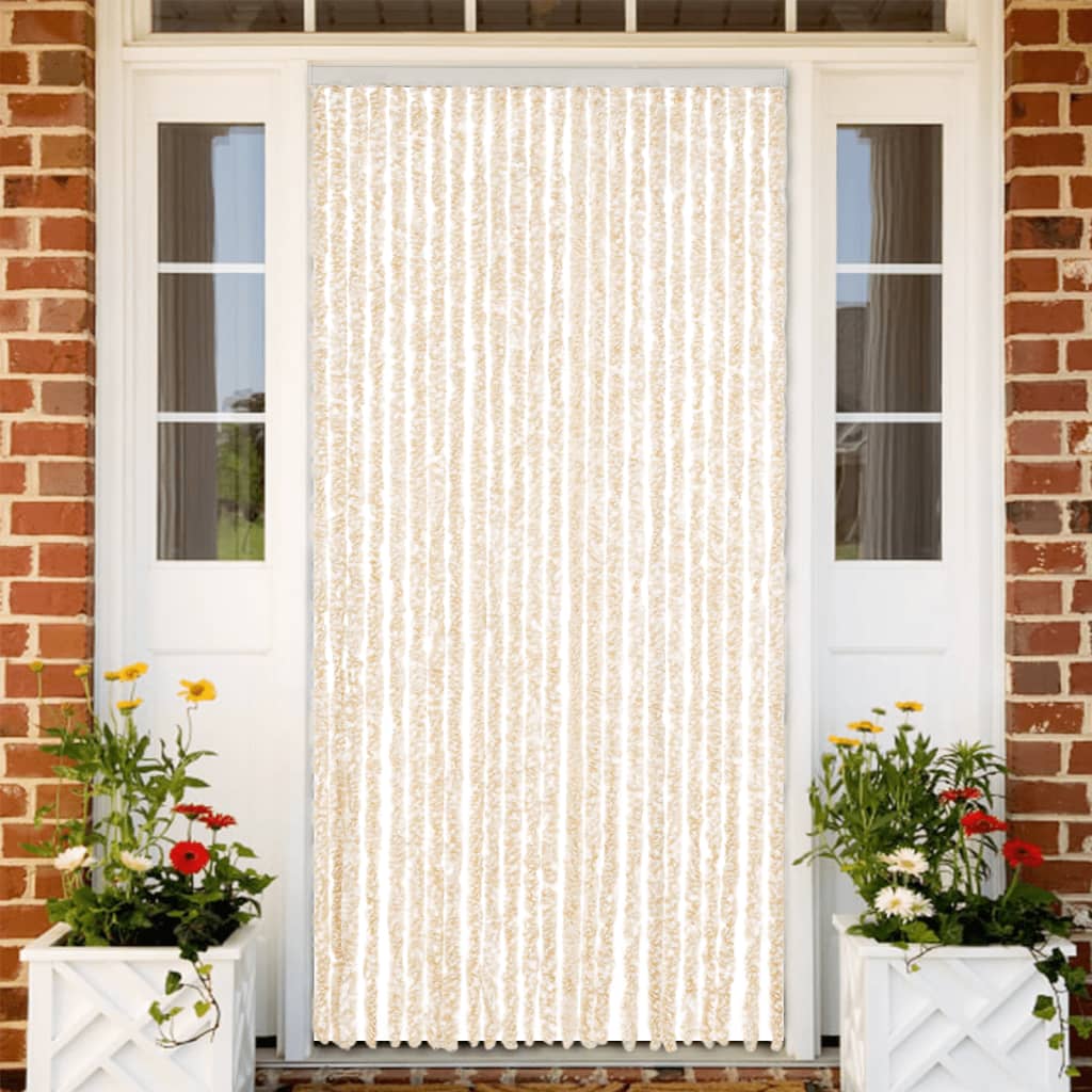 Fluegardin beige og hvit 100x220 cm chenille