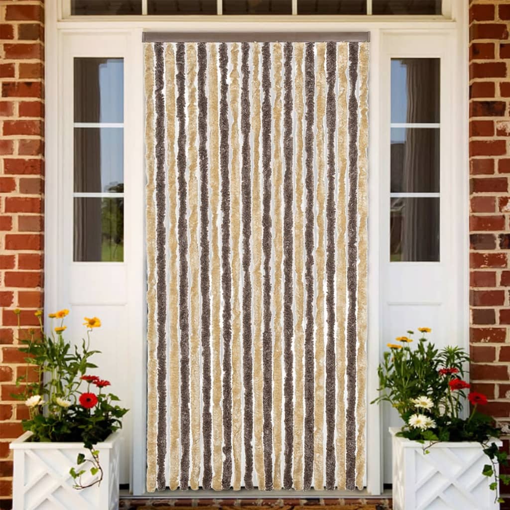 Fluegardin mørkebrun og beige 90x220 cm chenille