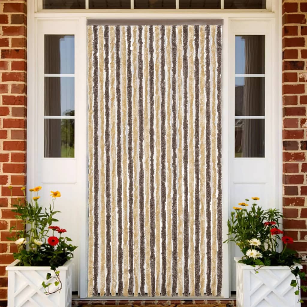 Fluegardin mørkebrun og beige 100x200 cm chenille
