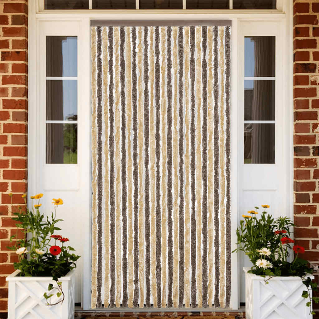 Fluegardin mørkebrun og beige 100x220 cm chenille
