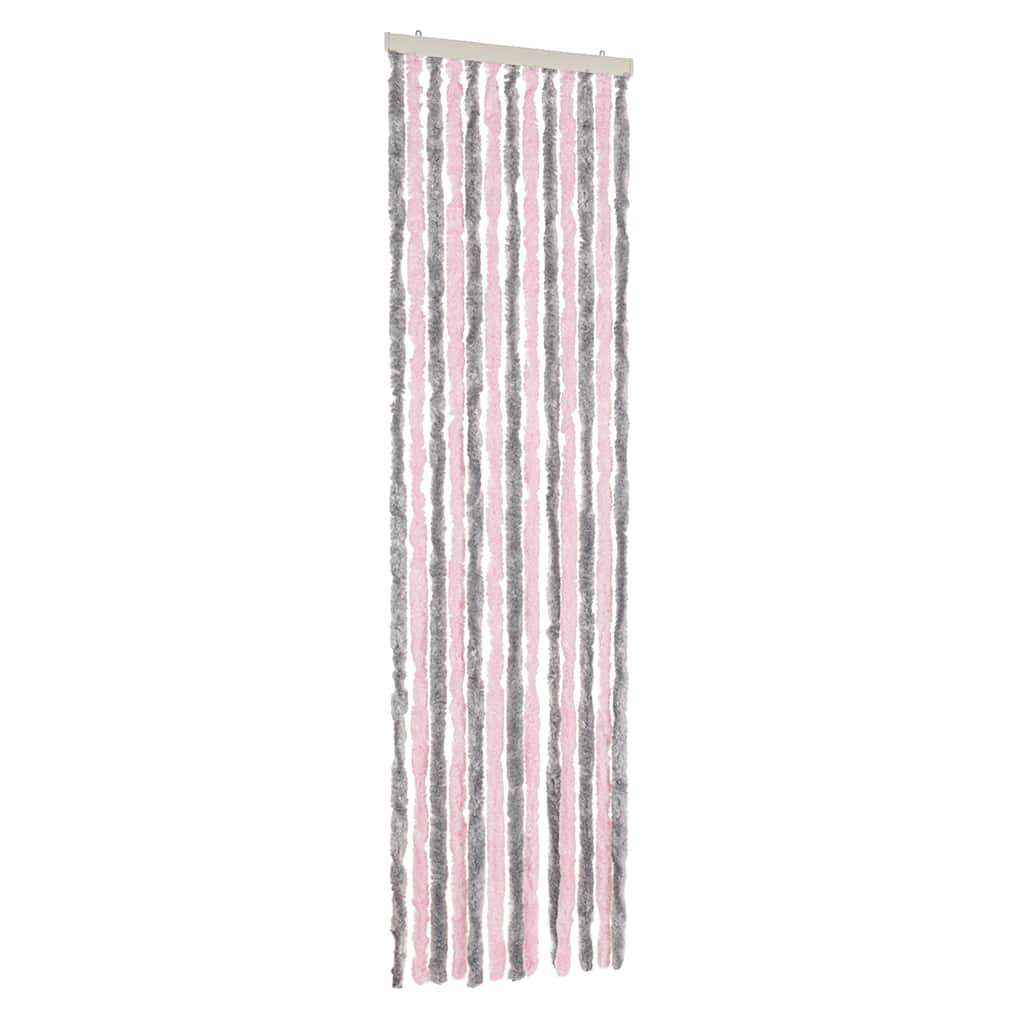 Fluegardin sølvgrå og rosa 56x185 cm chenille