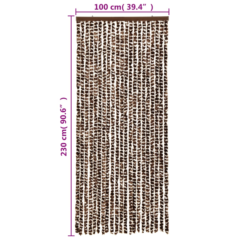 Fluegardin brun og hvit 100x230 cm chenille
