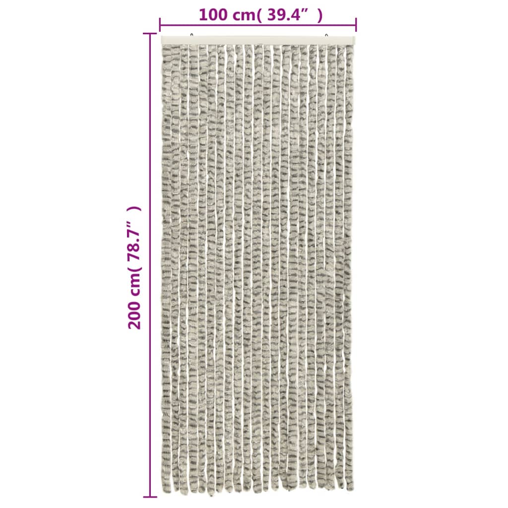 Fluegardin lysegrå og mørkegrå 100x200 cm chenille