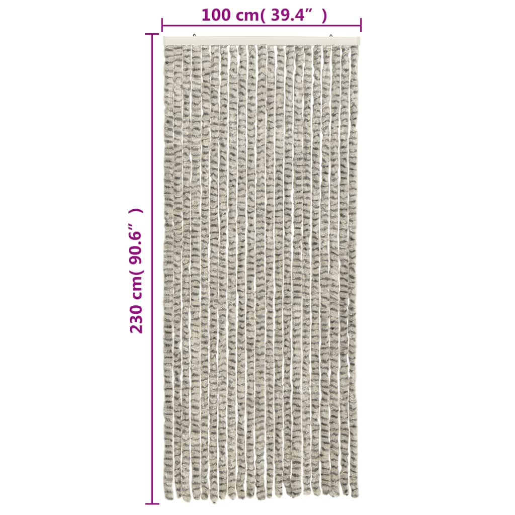 Fluegardin lysegrå og mørkegrå 100x230 cm chenille