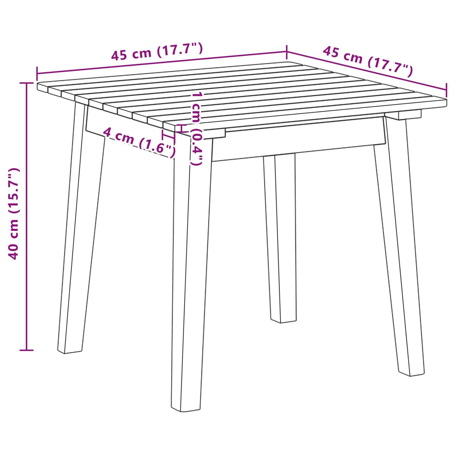 Sidetabell Brun 45 x 45 x 40 cm Solid akasietre