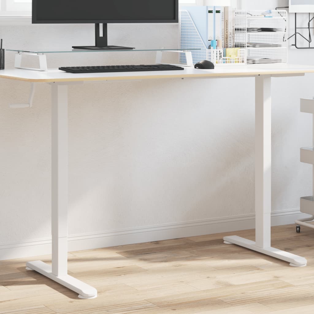 Stående ramme for skrivebord hvit (94-135)x60x(70-114) cm stål