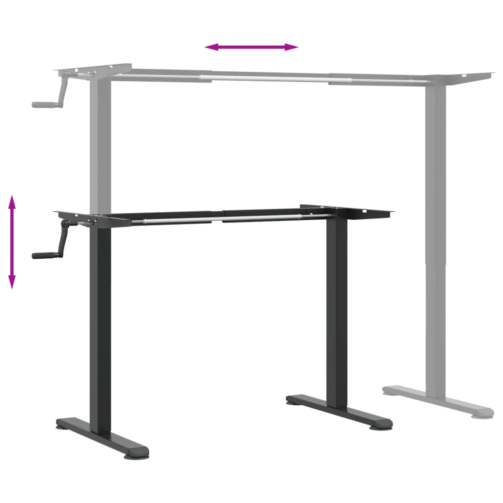 Stående ramme for skrivebord svart (94-135)x60x(70-114) cm stål