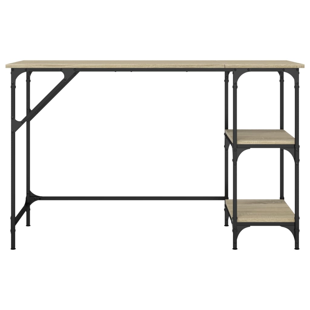 Skrivebord sonoma eik 120x50x75 cm metall og konstruert tre