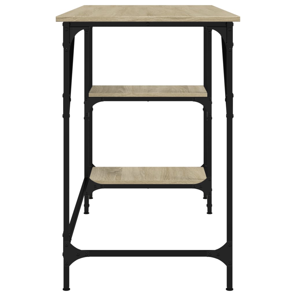 Skrivebord sonoma eik 120x50x75 cm metall og konstruert tre