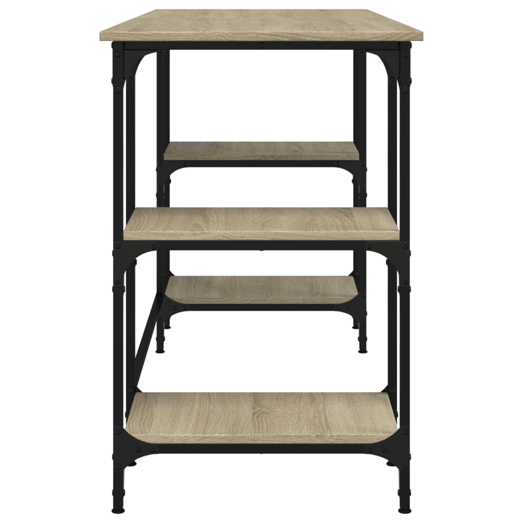 Skrivebord sonoma eik 140x50x75 cm metall og konstruert tre